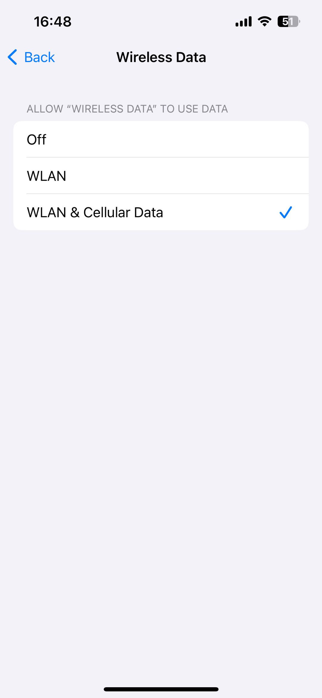 ตั้งค่า Wireless Data ของ Bambu Handy เป็น WLAN & Cellular Data
