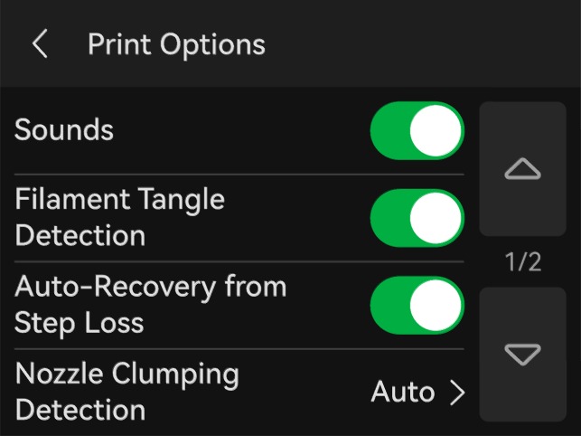 หน้า Print Options หน้าที่ 1