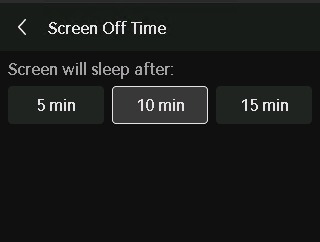 หน้า Screen Off Time