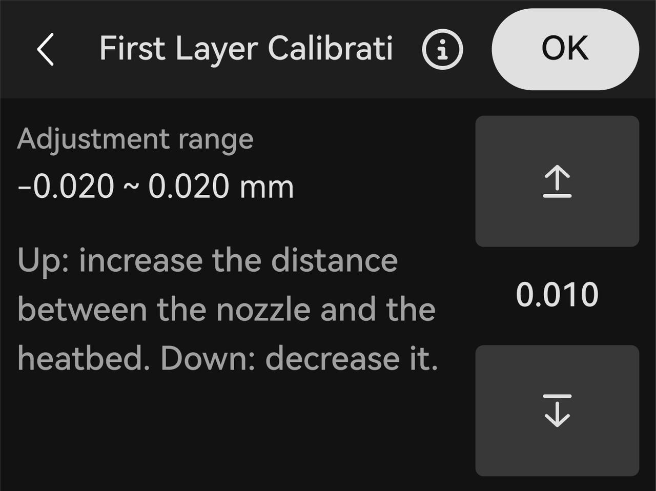 หน้าจอปรับค่า First Layer Calibration