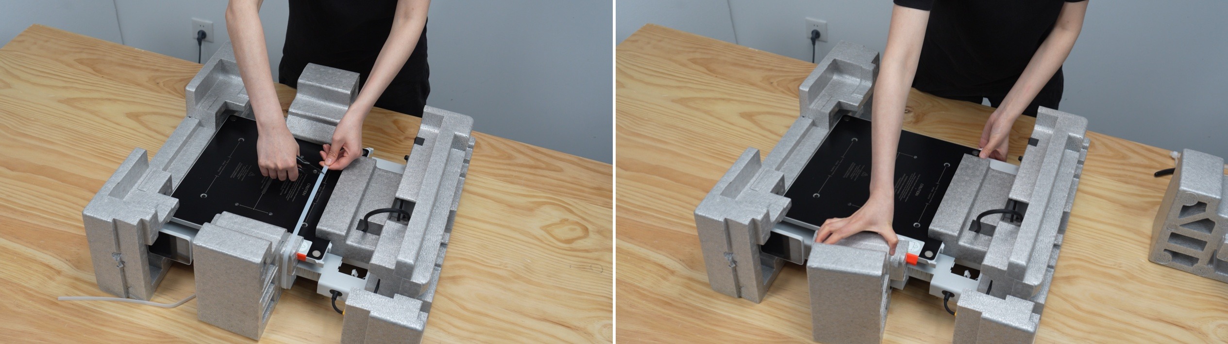 ตัด zip tie และถอดโฟมซ้ายขวาของ Base Housing