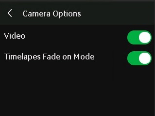 หน้า Camera Options